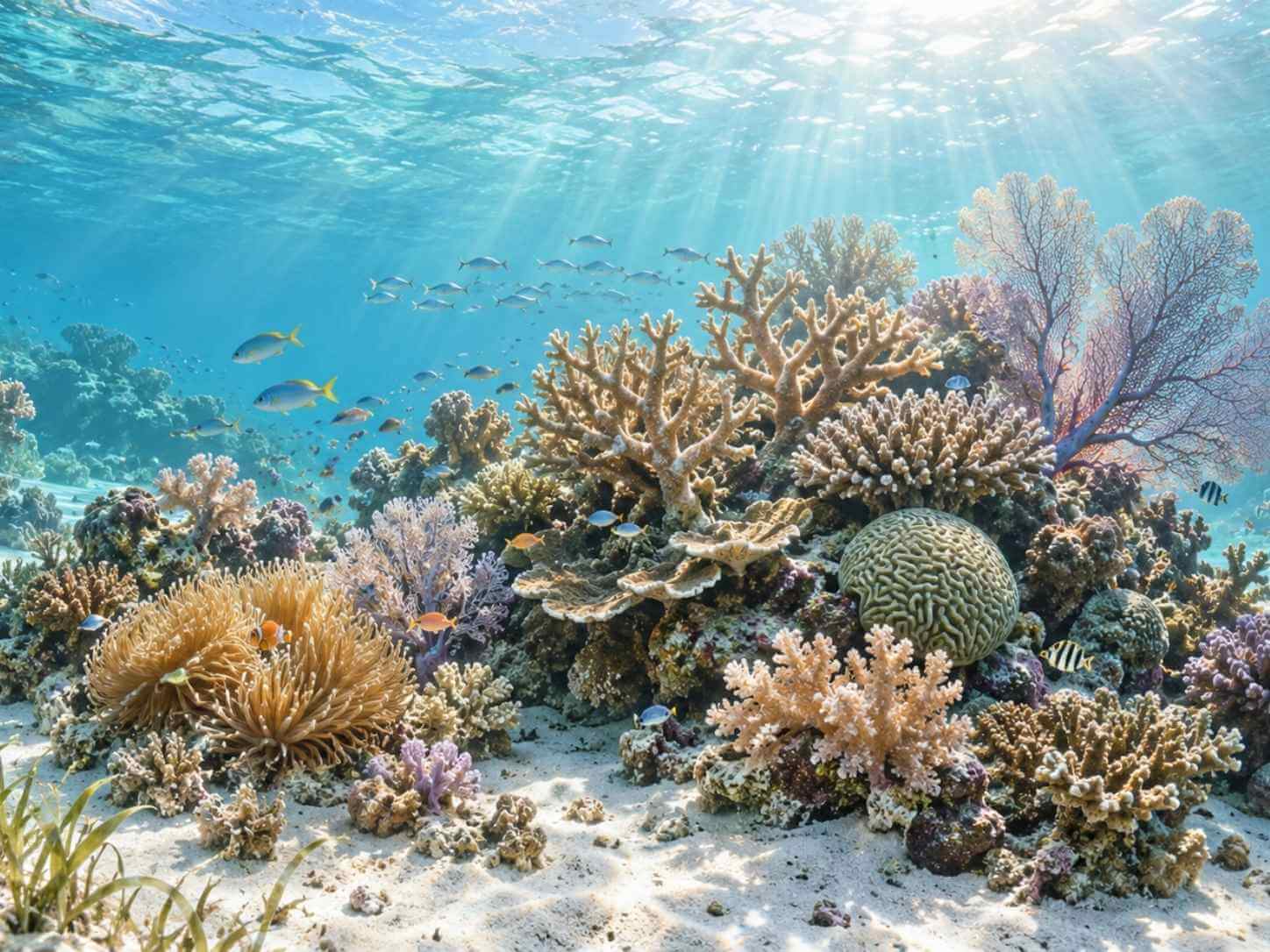 Coral reef representing an interconnected health ecosystem